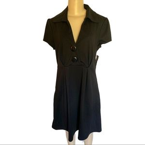 NWT Love Culture Fit & Flare Plunge V-Neck Button Detail Midi Career Dress SM